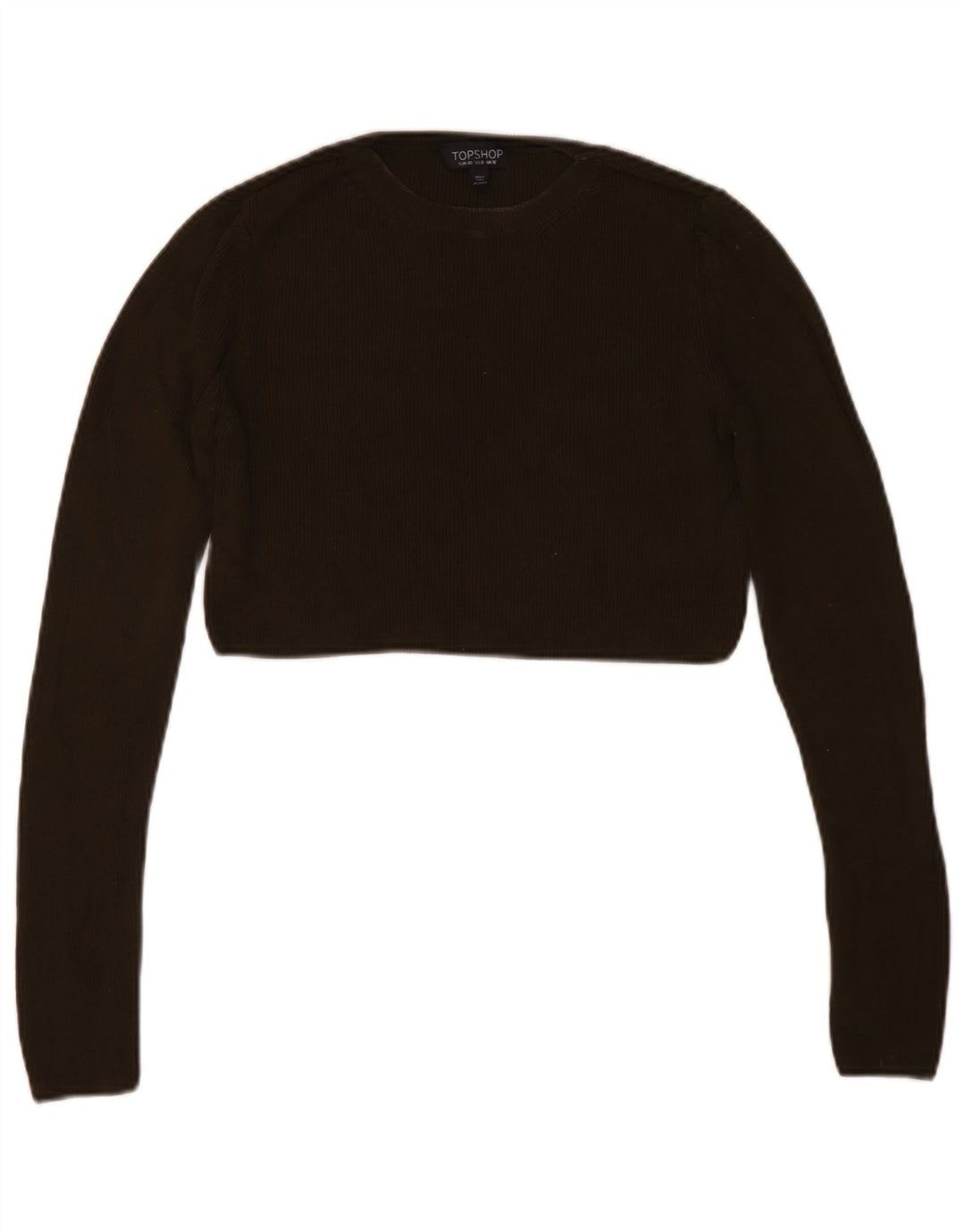 Topshop Damska Krótka Bluzka z Długim Rękawem UK 12 Medium Khaki Wiskoza