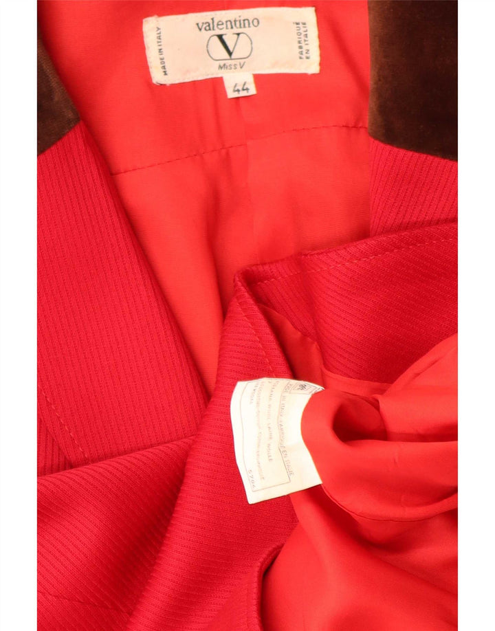 Valentino damska marynarka zapinana na 2 guziki EU 44 XL czerwona wełna w bloki kolorów