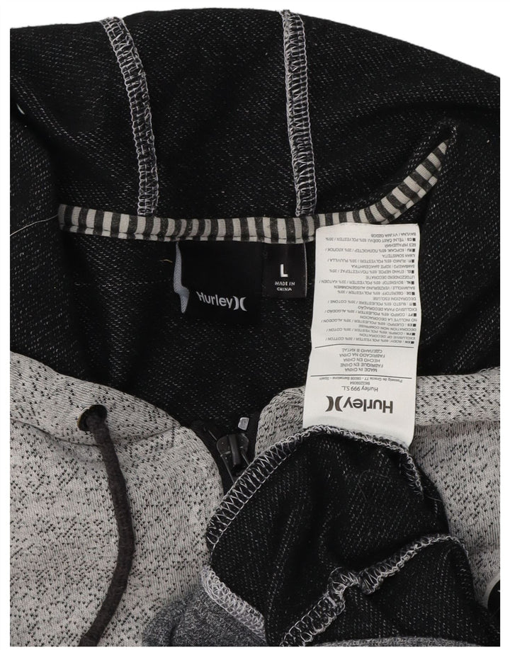 Męski sweter z kapturem i zamkiem błyskawicznym HURLEY, duży, szary, bawełniany