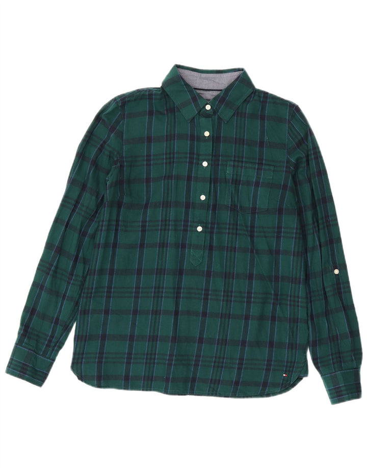 Damska koszula flanelowa oversize TOMMY HILFIGER UK 10 w małą zieloną kratkę