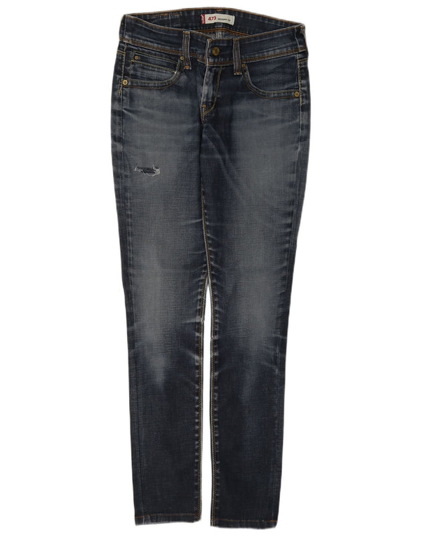 Damskie jeansy Levi's 473 Distressed Slim Skinny W29 L30 Niebieskie bawełniane