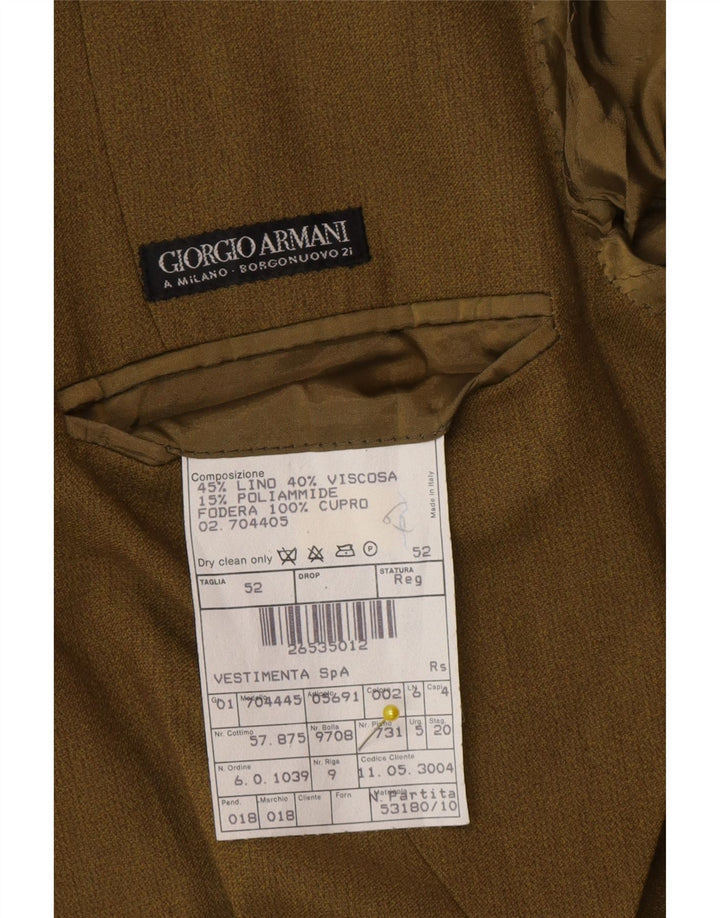 Męska marynarka zapinana na 2 guziki Giorgio Armani IT 52, duża, zielona pościel