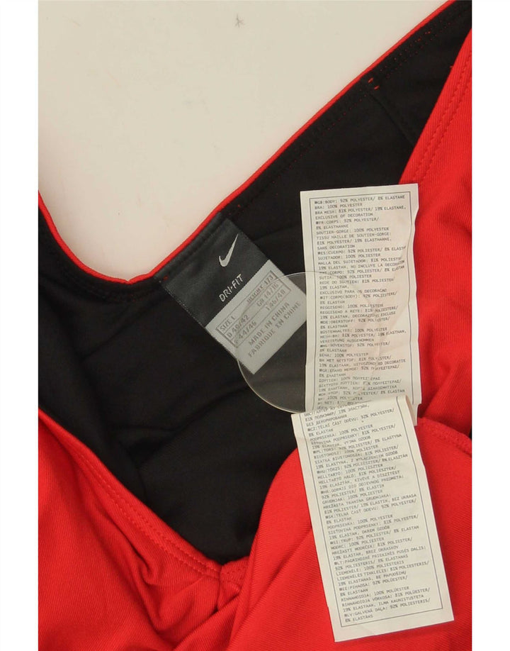Damska koszulka z kamizelką Nike Dri Fit, UK 14/16, duży czerwony poliester z blokami kolorów