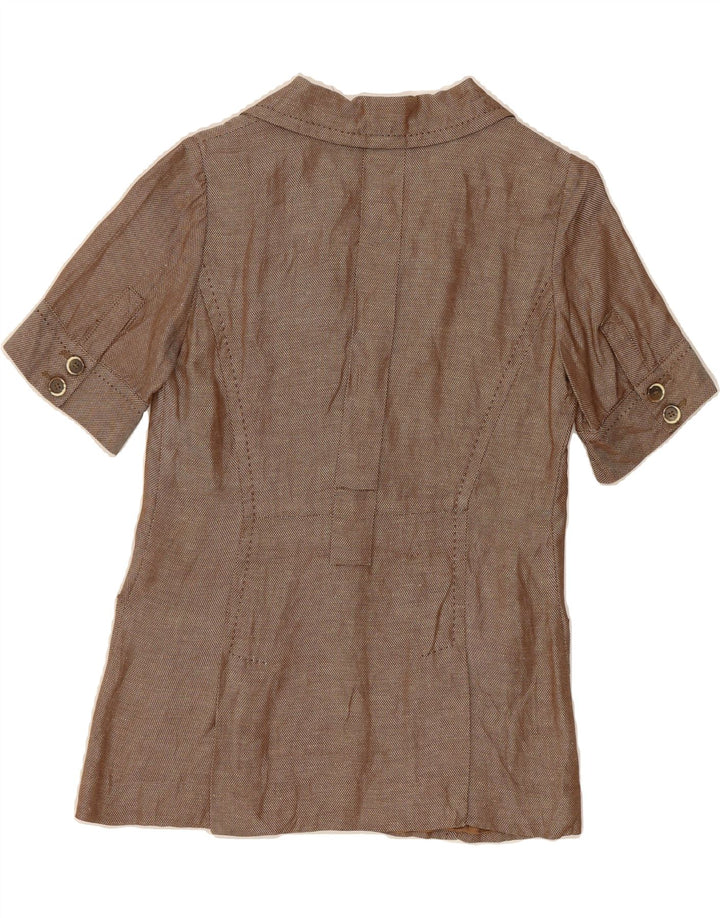 MASSIMO DUTTI Womens Short Sleeve Blazer Jacket EU 38 Small Brown Linen Vintage Massimo Dutti and Second-Hand Massimo Dutti from Messina Hembry 