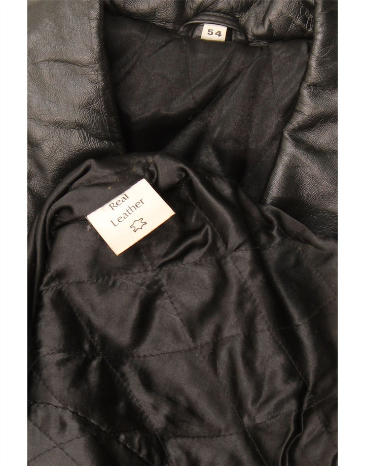 Vintage męska skórzana kurtka EU 54 2XL czarna skóra