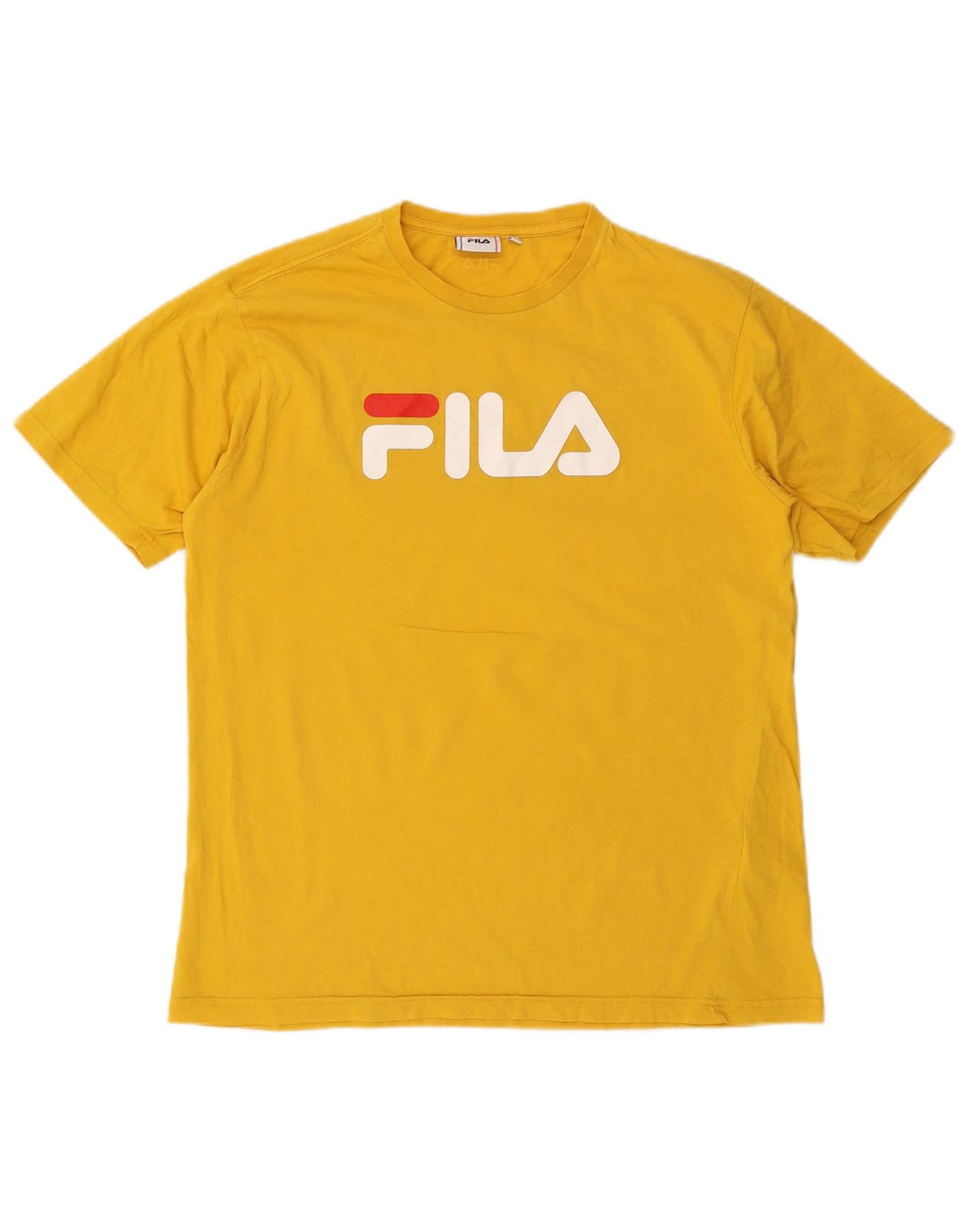 Męski T-shirt z grafiką Fila, duży, żółty, bawełniany