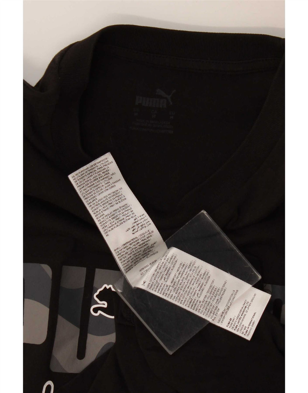 Męska koszulka z grafiką Puma, średnia czarna bawełniana