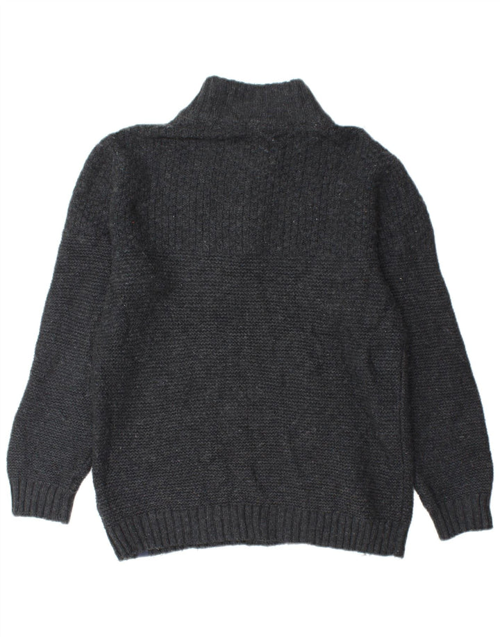 Męski sweter zapinany na zamek FAT FACE Średniej czarnej wełny