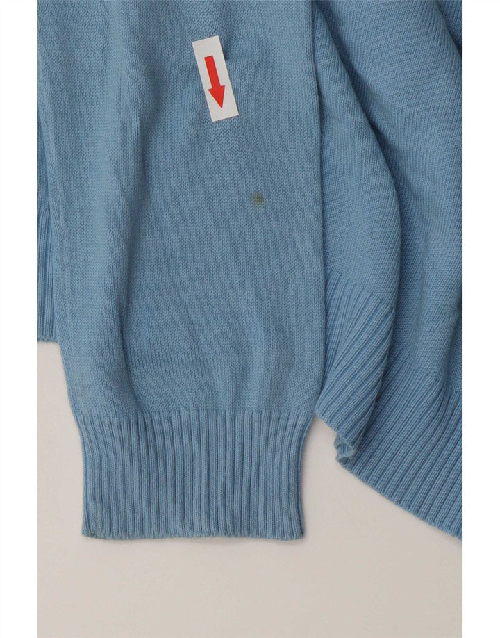 Sweter damski Zara z dekoltem w kształcie litery V, UK 12, średni niebieski, bawełniany