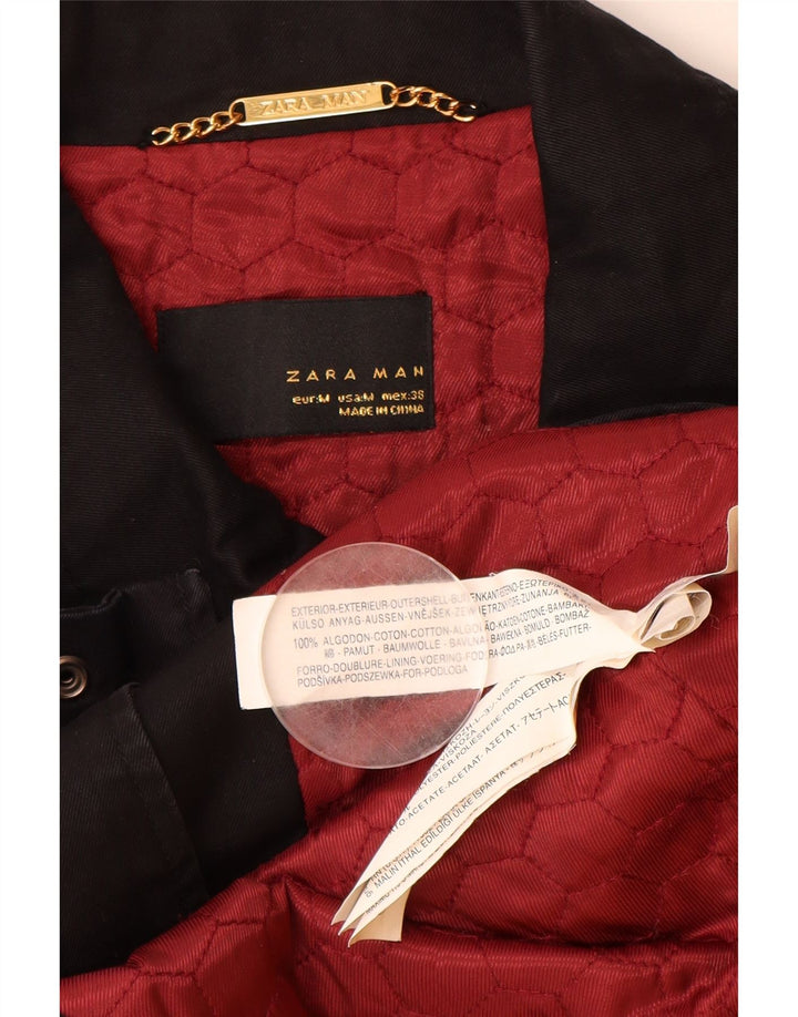 Męska kurtka użytkowa ZARA UK 38, średnia czarna, bawełniana