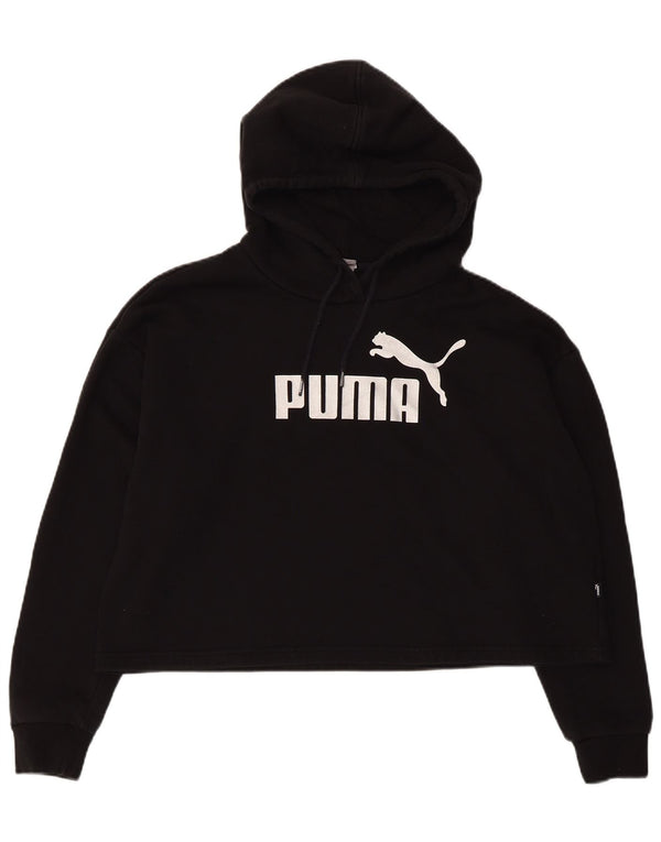 Damska bluza z kapturem Puma Crop Graphic Oversize UK 14, średnia czarna bawełna