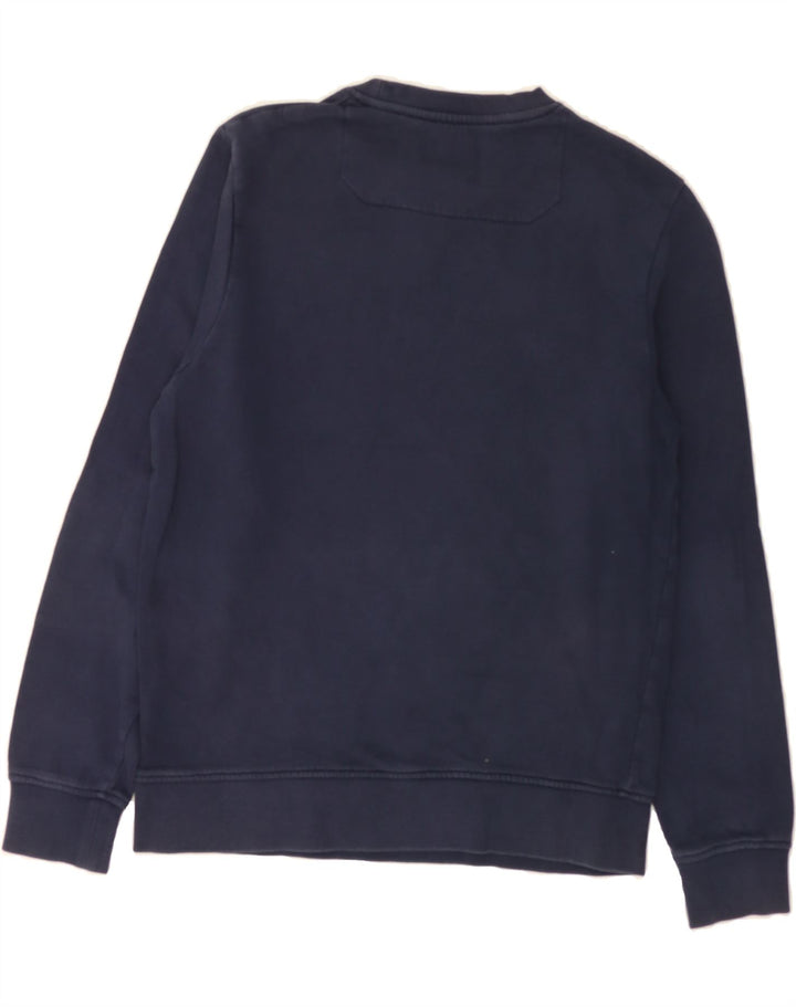JACK & JONES Mens Core Graphic Sweatshirt Jumper Small Navy Blue Geometric Vintage Jack & Jones and Second-Hand Jack & Jones from Messina Hembry 