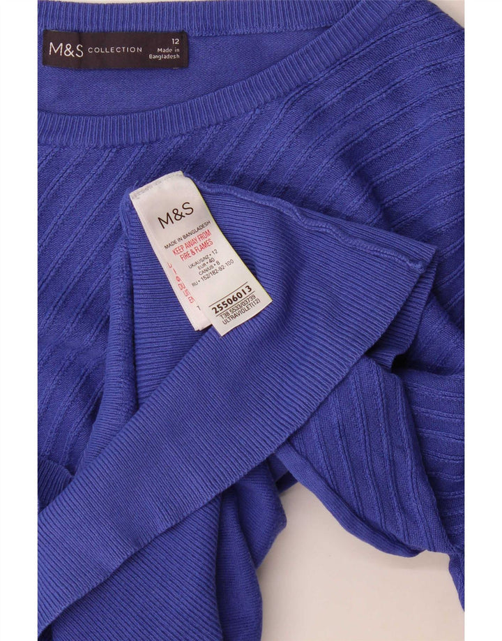 Marks & Spencer Damski sweter z dekoltem w łódkę, UK 12, średni niebieski
