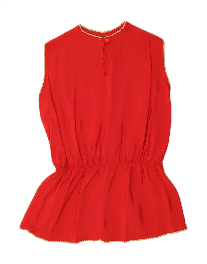 VINTAGE Womens Sleeveless Blouse Top UK 14 Medium Red Vintage Vintage and Second-Hand Vintage from Messina Hembry 