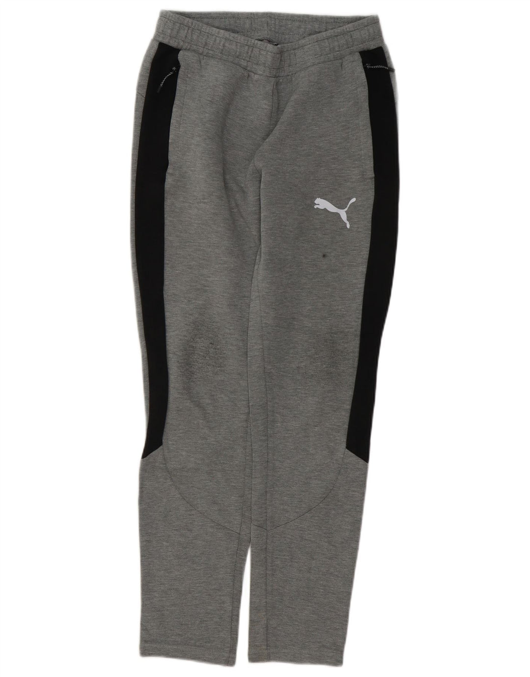 Męskie spodnie dresowe Puma, małe, szare, bawełniane z blokami kolorów