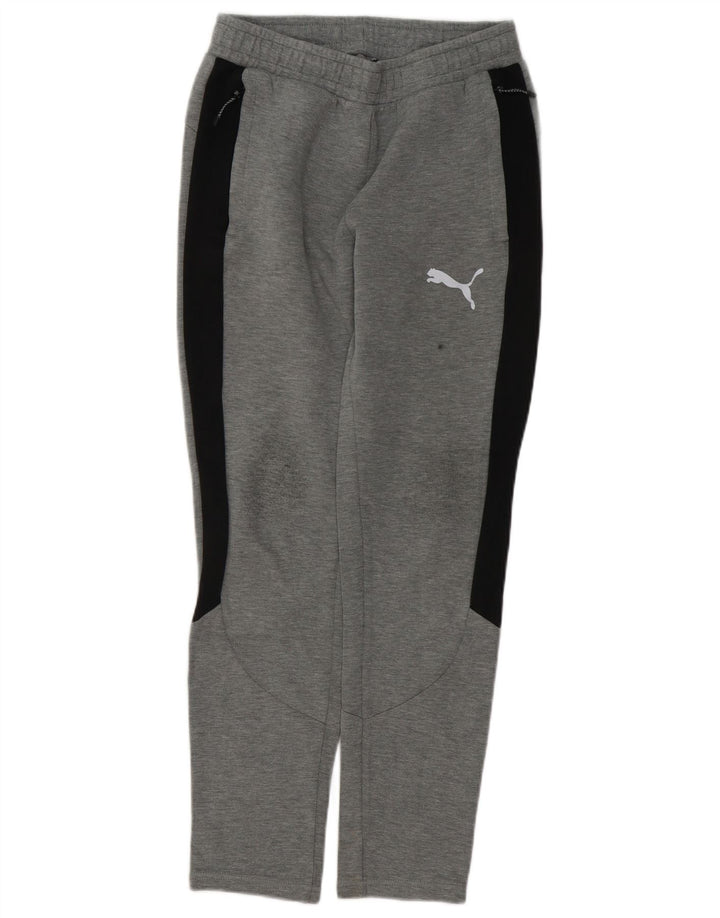 Męskie spodnie dresowe Puma, małe, szare, bawełniane z blokami kolorów