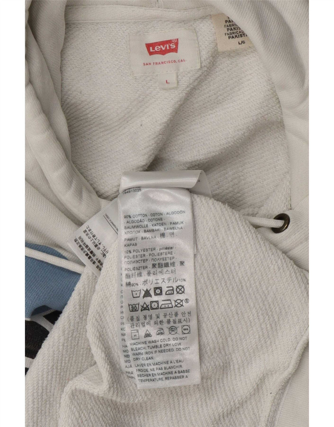 Męski sweter z kapturem Levi's z grafiką, duży, biały, bawełniany