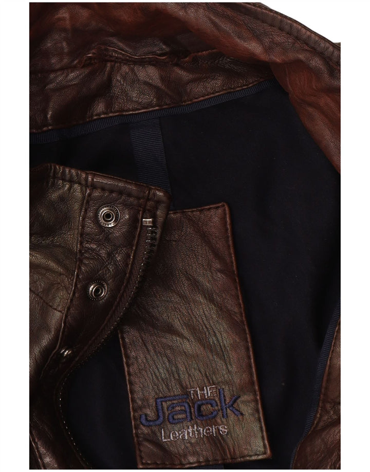 Vintage męska kurtka skórzana IT 54 2XL brązowa skóra