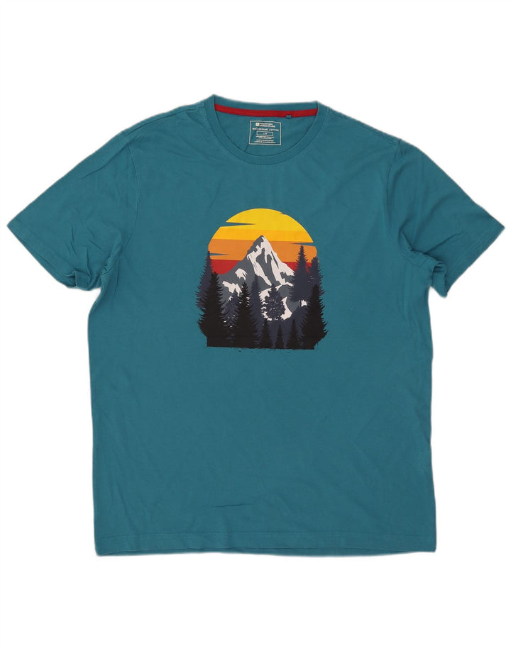 Męski T-shirt z grafiką Mountain Warehouse, duży, niebieski, bawełniany