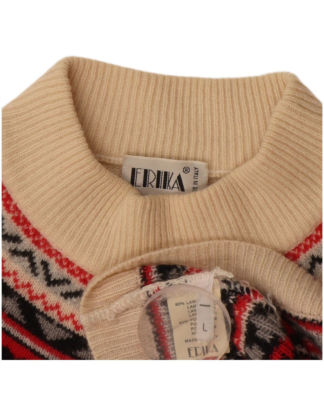 Damski sweter oversize Erika z golfem UK 16, duży w kolorze złamanej bieli