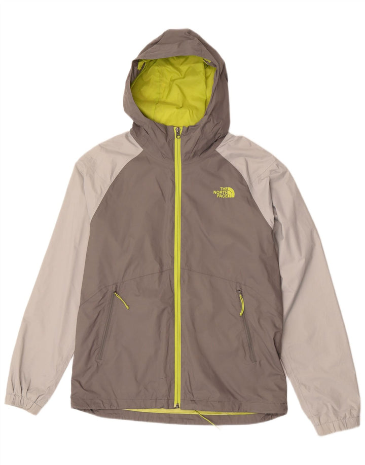 Męska kurtka przeciwdeszczowa z kapturem The North Face UK 38, nylon w kolorze średnioszarym