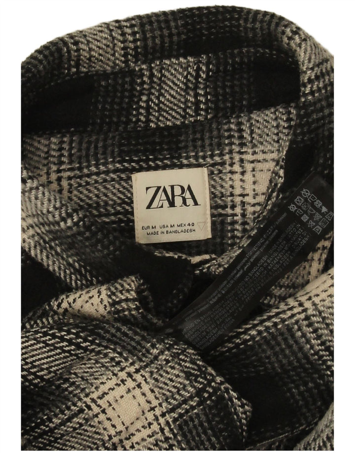 Męska koszula flanelowa Zara, poliester w średnią czarną kratkę