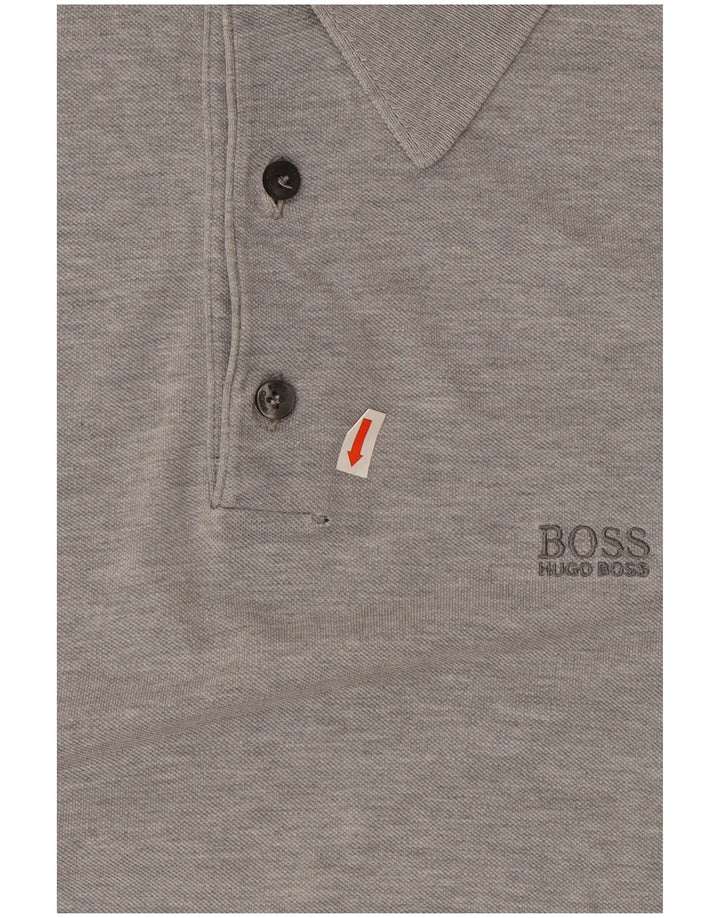 Męska koszulka polo Hugo Boss, średnia szara bawełna w cętki