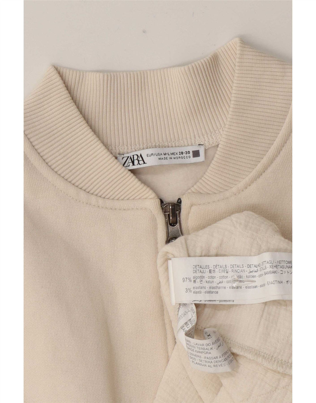 Sukienka damska Zara z pełnym zamkiem UK 14, średnia, złamanej bieli, bawełniana