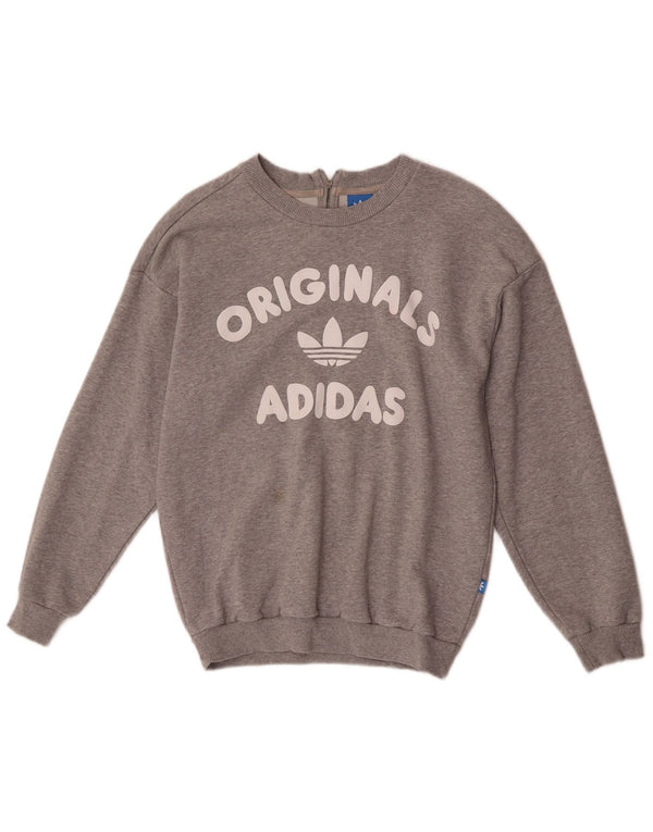 Damska bluza Adidas Graphic Oversized Sweter UK 6 XS Szara bawełna