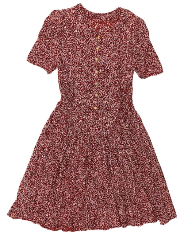 Sukienka damska Empire UK 14 w stylu VINTAGE, duża, bordowa, w kwiaty