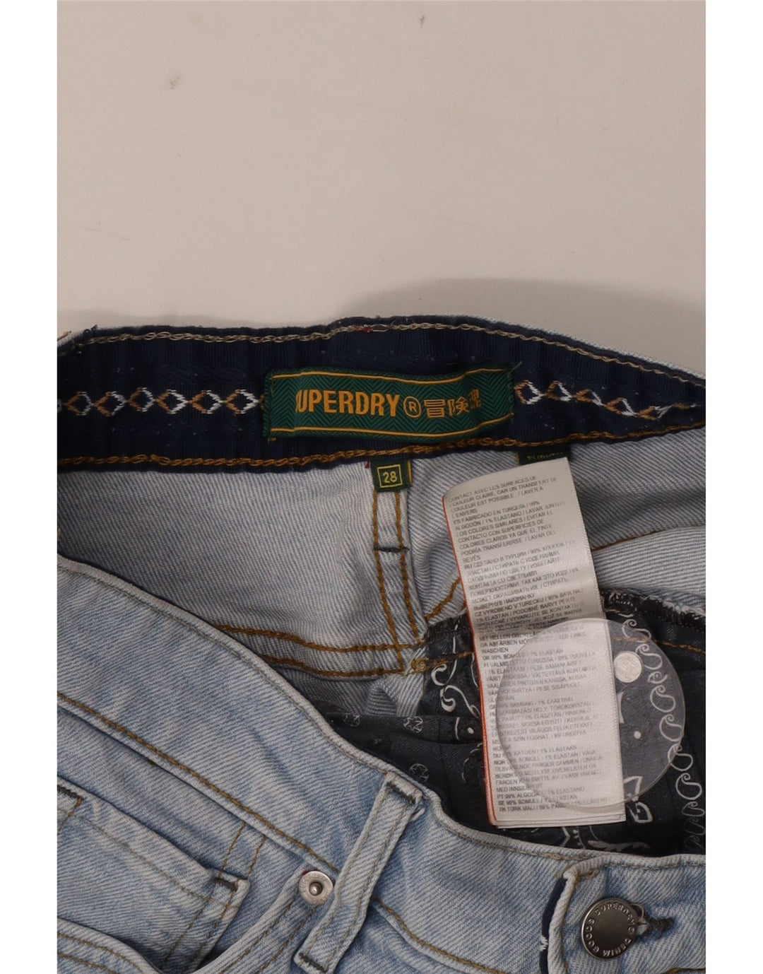 Damskie spodenki jeansowe Superdry W28 Średnioniebieskie, bawełniane