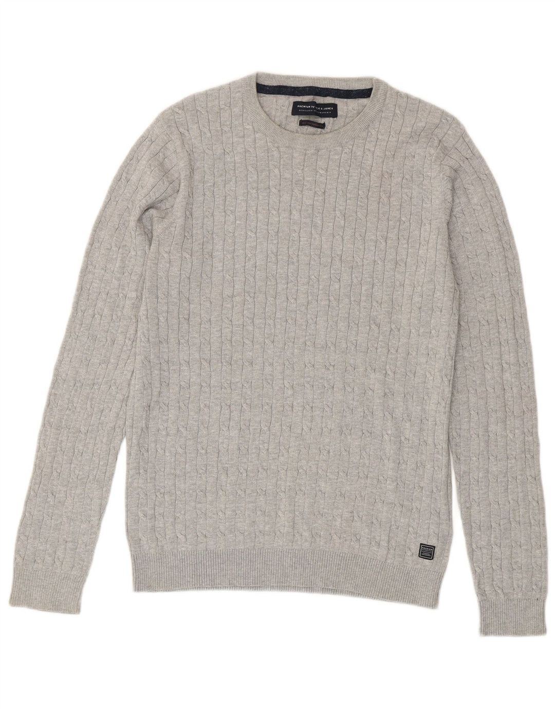 JACK & JONES Męski sweter z okrągłym dekoltem XL, szary, bawełniany
