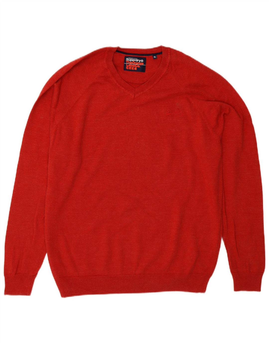 Męski sweter Superdry z dekoltem w kształcie litery V, XL, czerwony, bawełniany