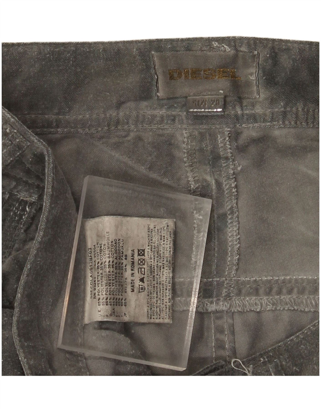 Damskie spodnie typu slim casual Diesel W28 L31 Szary poliester w kamuflażu