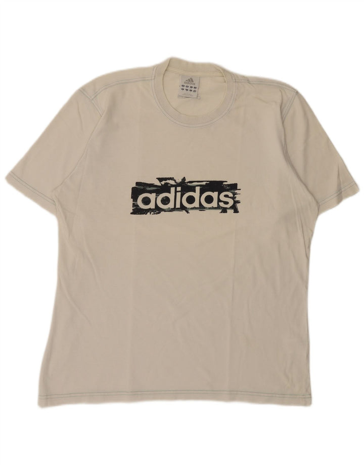 Męska koszulka z grafiką Adidas, średnia, biała bawełna