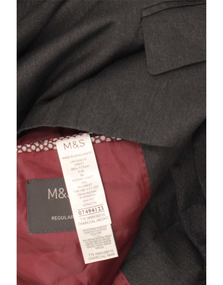Marks & Spencer Męska krótka marynarka zapinana na 2 guziki UK 46 3XL Szara Poliester