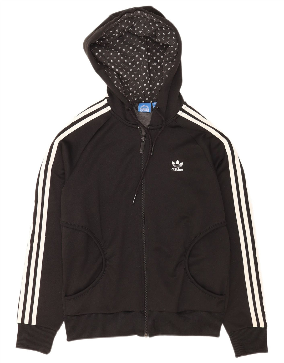 Damski sweter Adidas z grafiką i zamkiem błyskawicznym UK 12, średni czarny poliester
