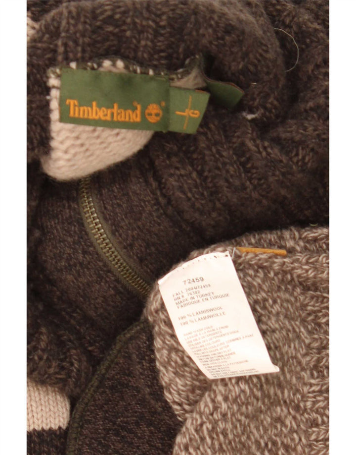 Sweter męski Timberland, duży, brązowy, z owczej wełny w blokach kolorystycznych