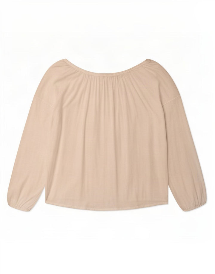 Damski top oversize z odkrytymi ramionami Benetton UK 16 Large, biała wiskoza