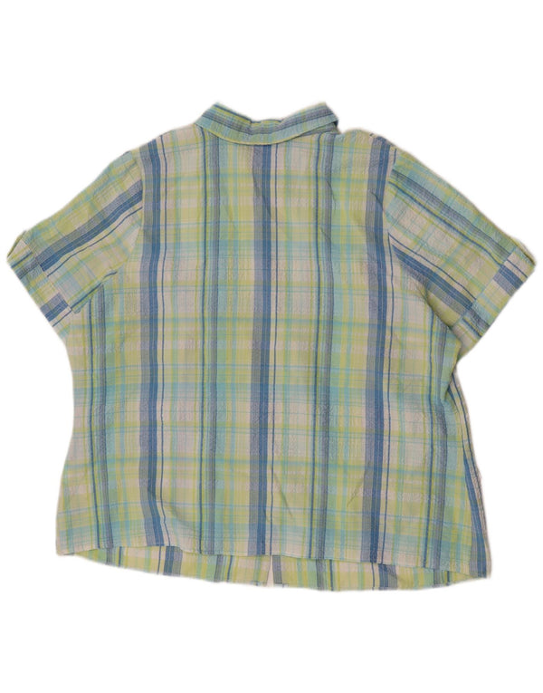 Damska koszulka z krótkim rękawem Marks & Spencer UK 22 3XL, poliester w zieloną kratkę