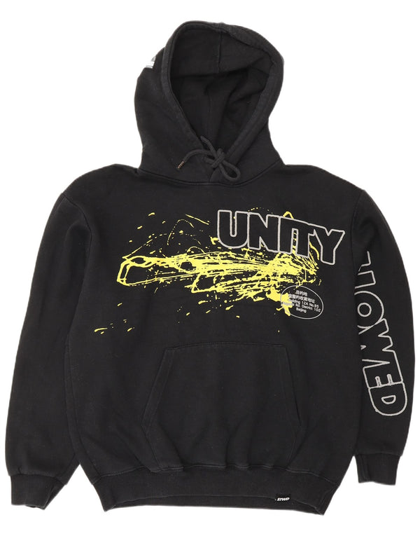 Męski sweter z kapturem i grafiką PULL & BEAR, średni czarny