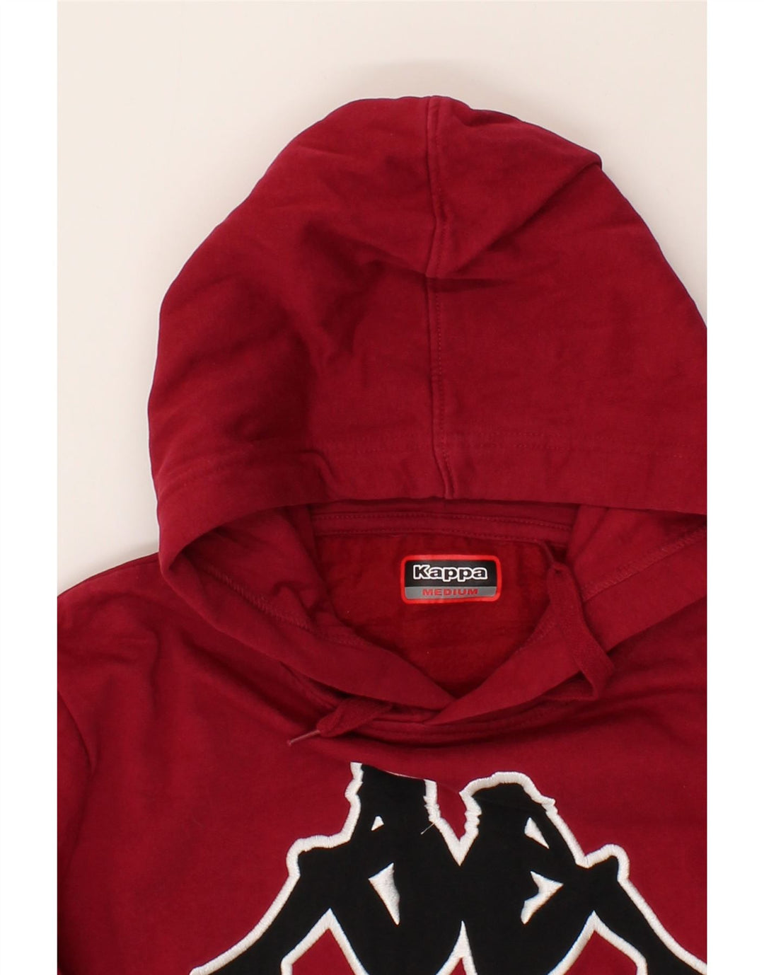 KAPPA Womens Graphic Hoodie Jumper UK 14 Medium Red Vintage Kappa and Second-Hand Kappa from Messina Hembry 