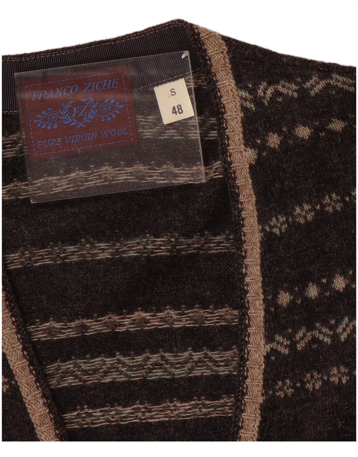 Męski sweter rozpinany Franco Ziche w małe szare paski, wełniany