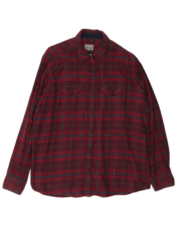 Fat Face Mens Flannel Shirt XL Burgundy Check Cotton