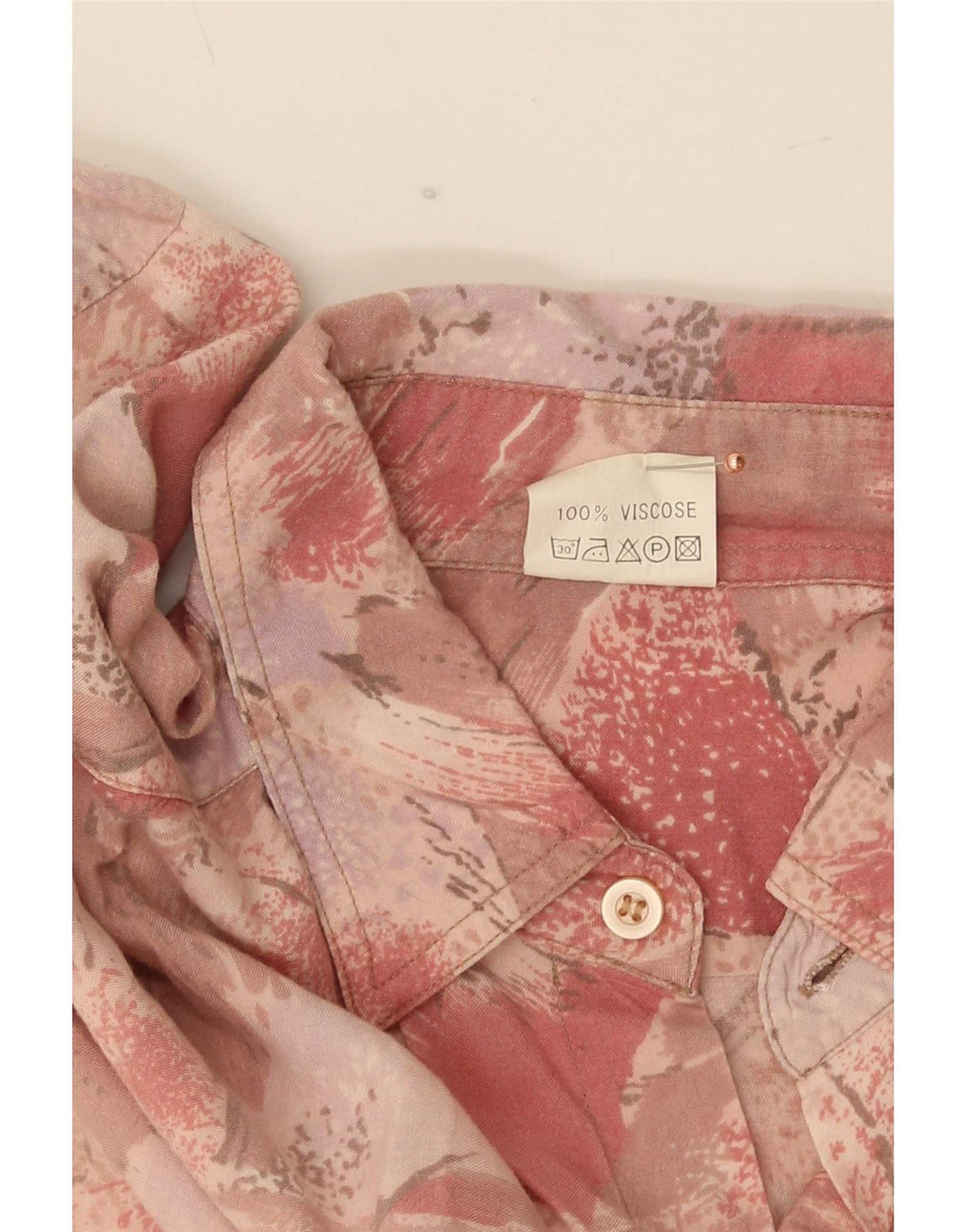 Koszula męska z krótkim rękawem w stylu vintage, abstrakcyjny wzór, średnia różowa wiskoza