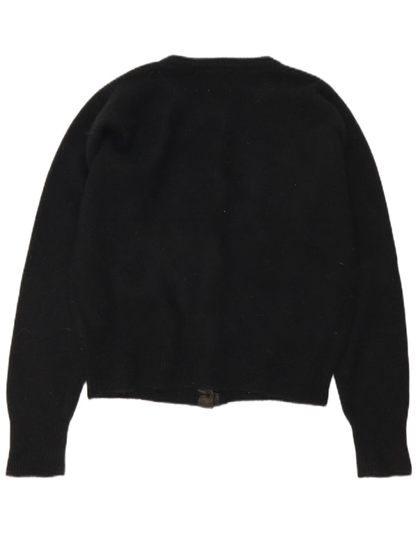 Vintage damski sweter oversize UK 10, mały, czarny, kwiatowy