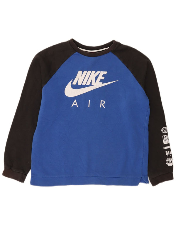 Chłopięca bluza dresowa Nike z grafiką, 13-14 lat, XL, niebieska, z blokami kolorów, bawełniana
