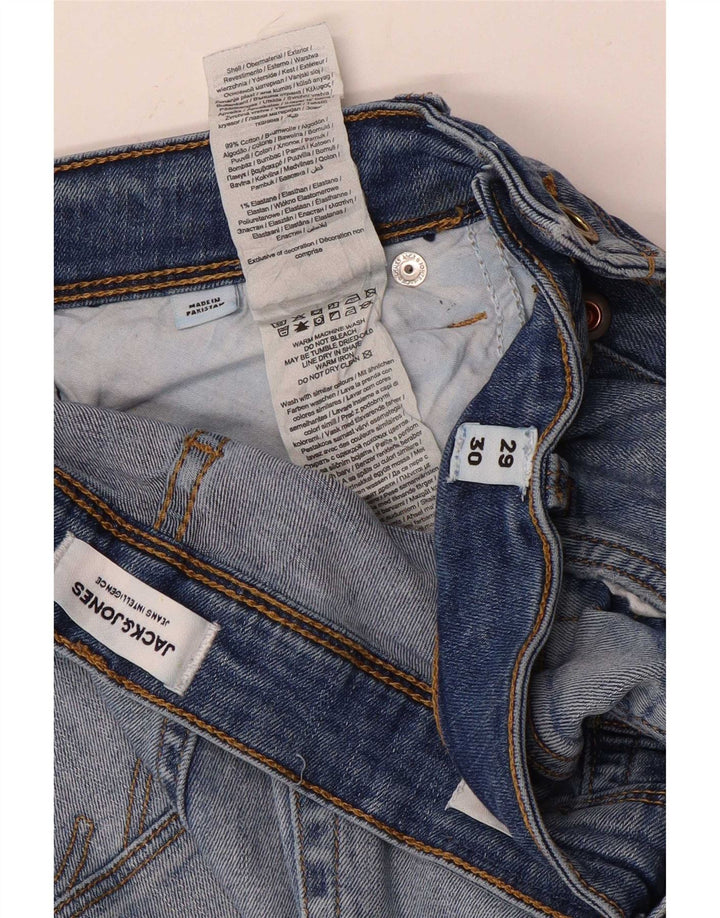 Męskie jeansy typu slim w trudnej sytuacji Jack & Jones W29 L30, niebieska bawełna