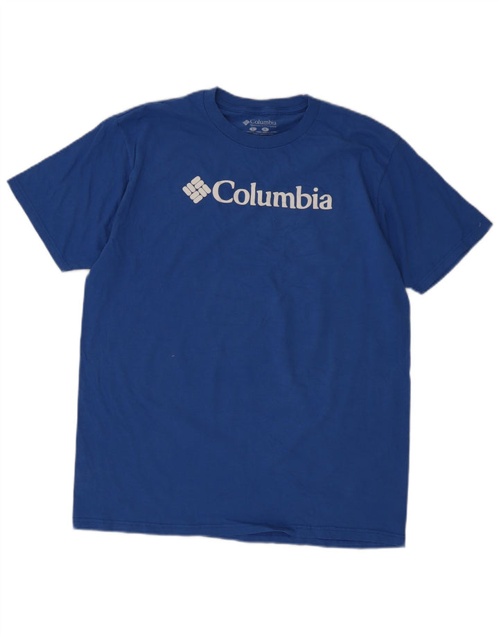 Męski T-shirt z grafiką Columbia, duży, niebieski, bawełniany