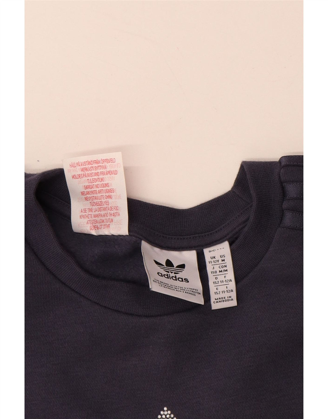 Bluza dziewczęca ADIDAS z grafiką, 11-12 lat, granatowa, bawełniana